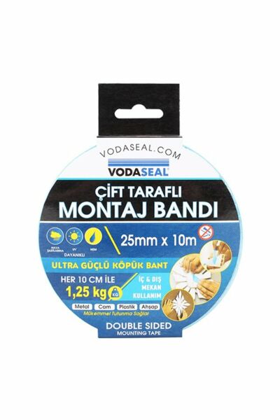 Vodaseal Çift Taraflı Köpük Montaj Bandı 25mmx10metre Beyaz