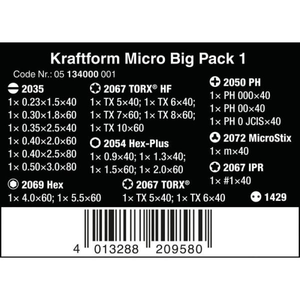 WERA Kraftform Micro Big Pack 25 Parça Mikro Tornavida Takımı