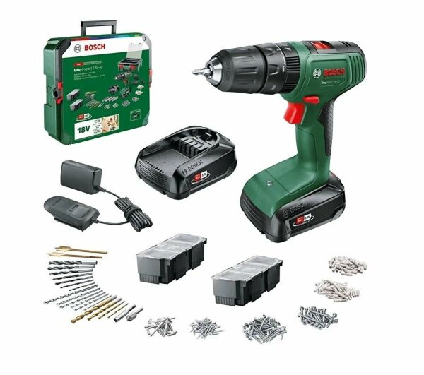 BOSCH EasyImpact 18V-40 Şarjlı Matkap 18 Volt Çift Akü - 241 Parça Aksesuar Setli