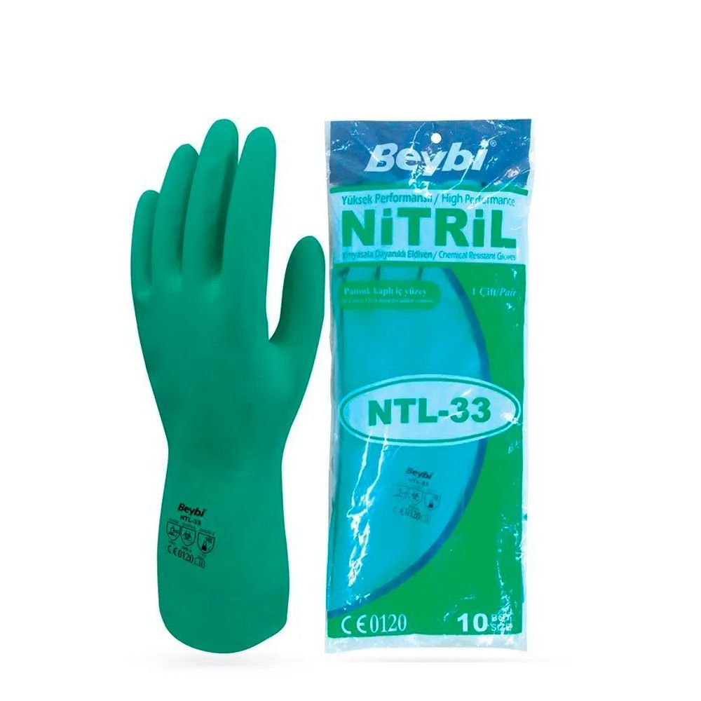 Beybi NTL-38 Yeşil Nitril Eldiven Beden 9