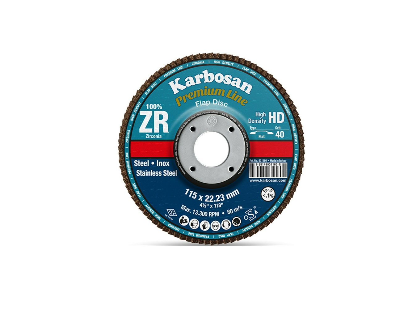 Karbosan 180mm 60 Kum ZR Flap Disk Zımpara Comfort Line 982820