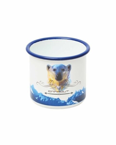 NURGAZ Campout Emaye Kupa Bardak (Beyaz-Bear)