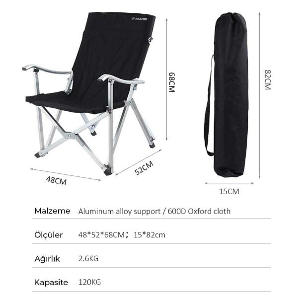 MADFOX Dachuan Katlanır Siyah Kamp Sandalyesi
