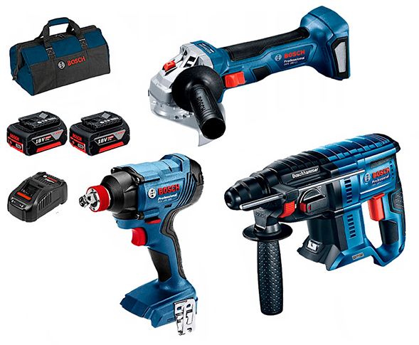 BOSCH GBH+GDX+GSR 180 Akülü Kırıcı Delici - Taşlama - Vidalama Seti 5.0 Ah Çift Akü