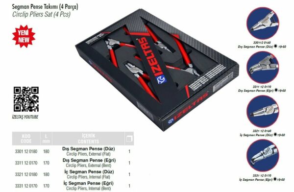 İZELTAŞ 4 Parça Segman Pense Takımı (3335 00 1004)