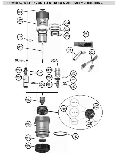 LINCOLN SAF Tuyere Cone  Plazma Nozzle 180 Amper 33X1,9 mm (W000325083)