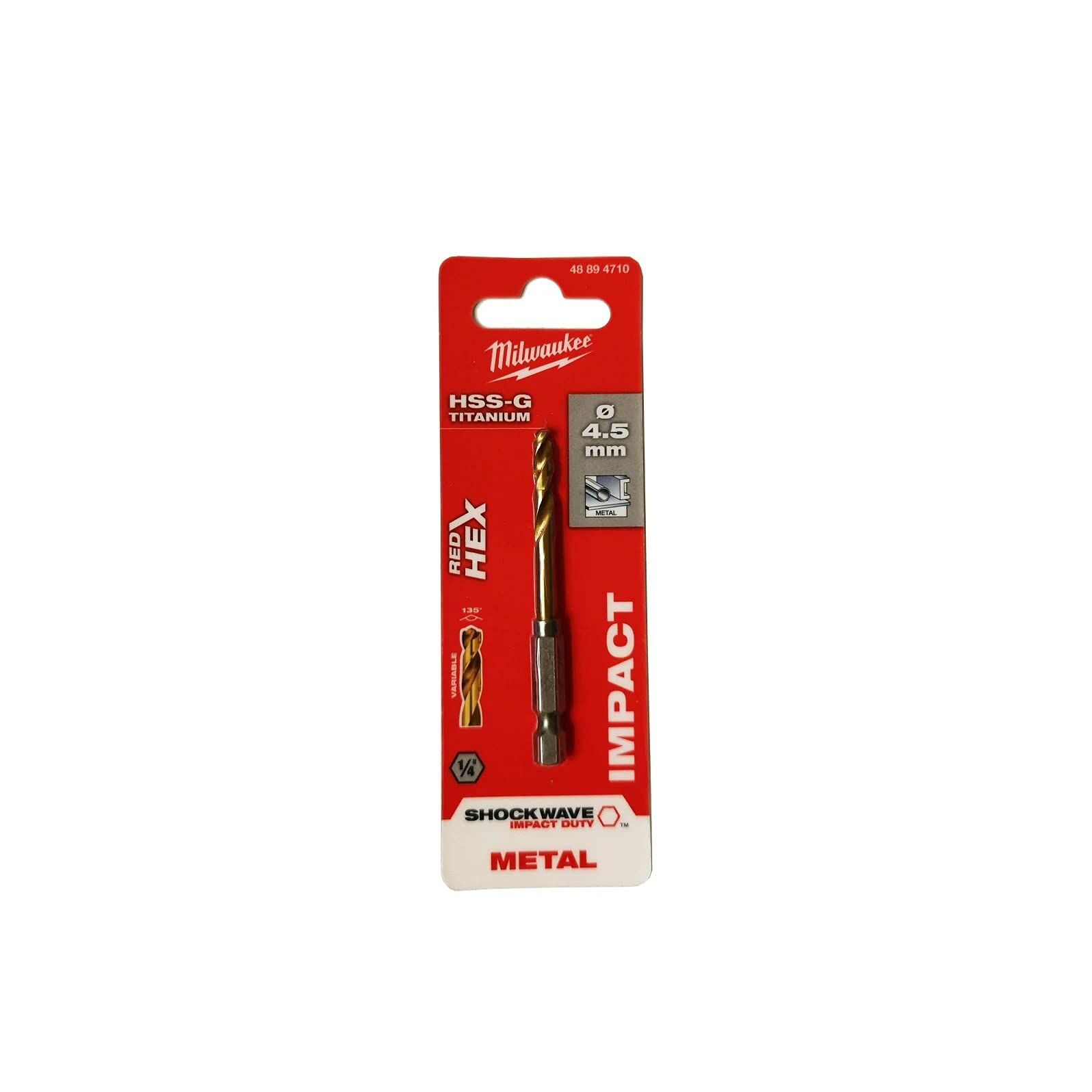 Milwaukee T48894710 Metal Matkap Ucu Hex Girişli HSS-G 4,5X 76mm