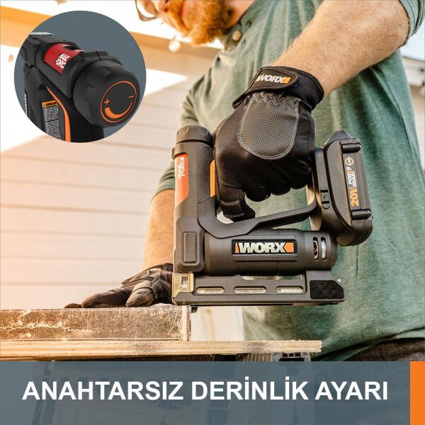 WORX WX843 Akülü Çivi - Zımba Çakma Tabancası 20 Volt Tek Akü