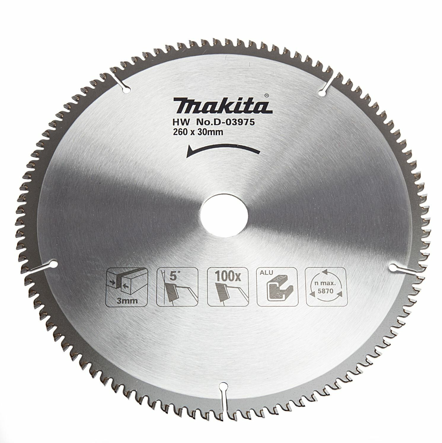 MAKİTA Aluminyum için 260x3.0x30 mm 100 Diş Elmas Daire Testere D-03975