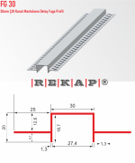 |FG30| Fuga Profil 3 metre/ 50 adet (30mm Çift Kanat U Mantolama) Ral 9016