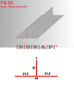 |FG51| Fuga Profil 3 metre/ 50 adet (44mm T) Ral 9016