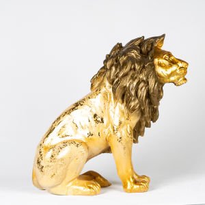 Altın Varaklı Kahverengi Yeleli Aslan Biblo Gold 50x50x24 Cm.