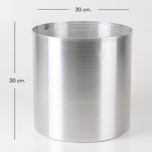 Silindir Alüminyum Saksı Gümüş ( Ebat 30x30 Cm.)