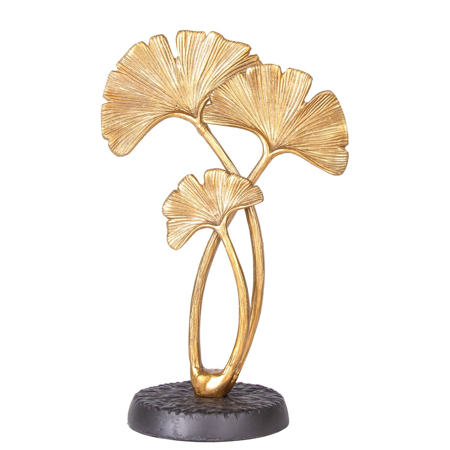 Metal Dekoratif Ginkgo Biloba Ağaç Figürlü Obje Gold-Siyah 15x14x37 Cm.