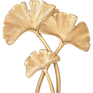 Metal Dekoratif Ginkgo Biloba Ağaç Figürlü Obje Gold-Siyah 15x14x37 Cm.