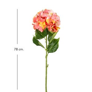 Yapay Çiçek Ortanca Tek Dal Büyük Boy Pembe-Sarı 78 Cm.