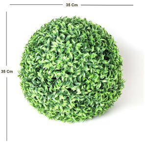 Yapay Şimşir Top (2 Adet Yarım Top) Yeşil 35 Cm. UV KORUMALI - Dış Mekan Uyumlu