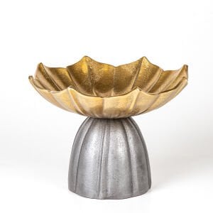 Dekoratif Metal Ayaklı Çiçek Kase Gold-Siyah 24x17x24 Cm.