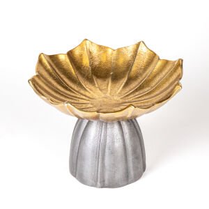 Dekoratif Metal Ayaklı Çiçek Kase Gold-Siyah 24x17x24 Cm.