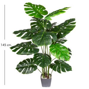 Yapay Monstera - Deve Tabanı Ağacı Gerçek Dokulu 15 Yaprak 145 Cm.