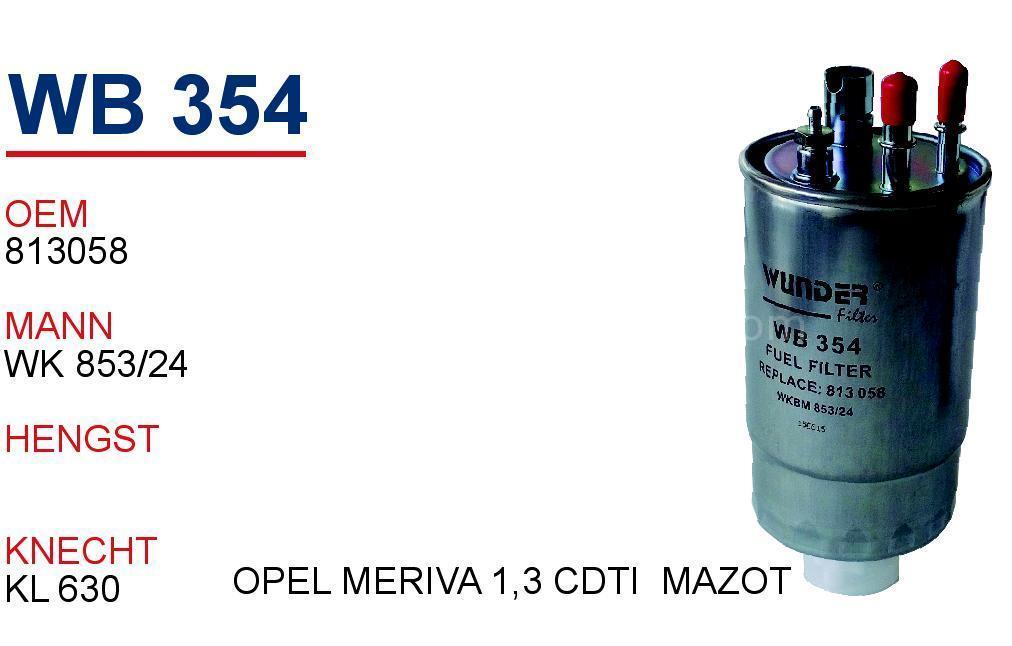 Opel Meriva A 1.3 Dizel Mazot Filtresi Wunder Marka 