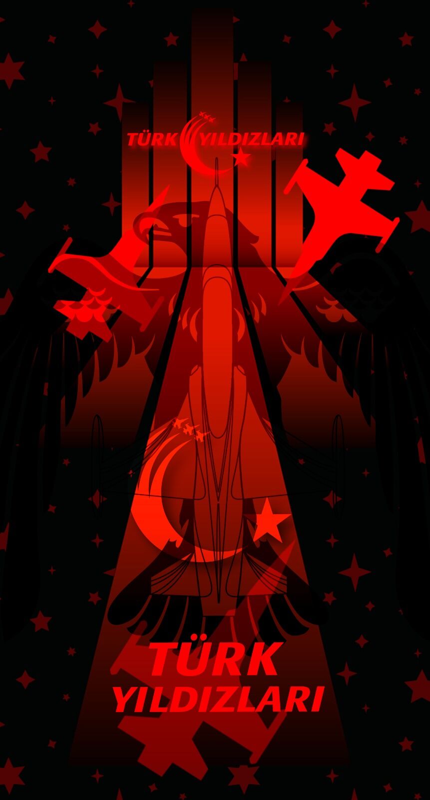 Türk Yıldızları Siyah-Kırmızı Bandana