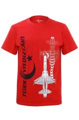 Türk Yıldızları Kırmızı Dikey Logolu Kartallı Çocuk Tişört