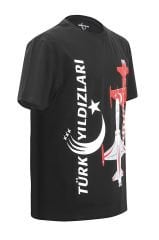 Türk Yıldızları Siyah Dikey Logolu Kartallı Tişört