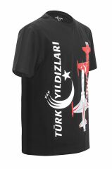 Türk Yıldızları Siyah Dikey Logolu Kartallı Çocuk Tişört