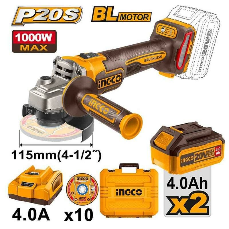 INGCO CAGLI271532E Li-ion Kömürsüz Akülü Taşlama 20V 4.0 Ah