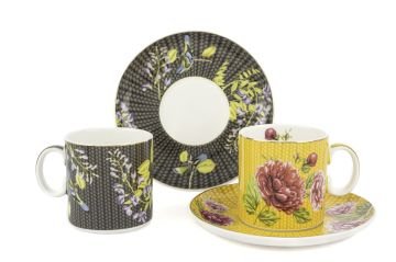 Karen 2li Pasta Tabaklı Çay Fincan Seti 6 Parça 180cc