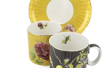 Karen 2li Pasta Tabaklı Çay Fincan Seti 6 Parça 180cc