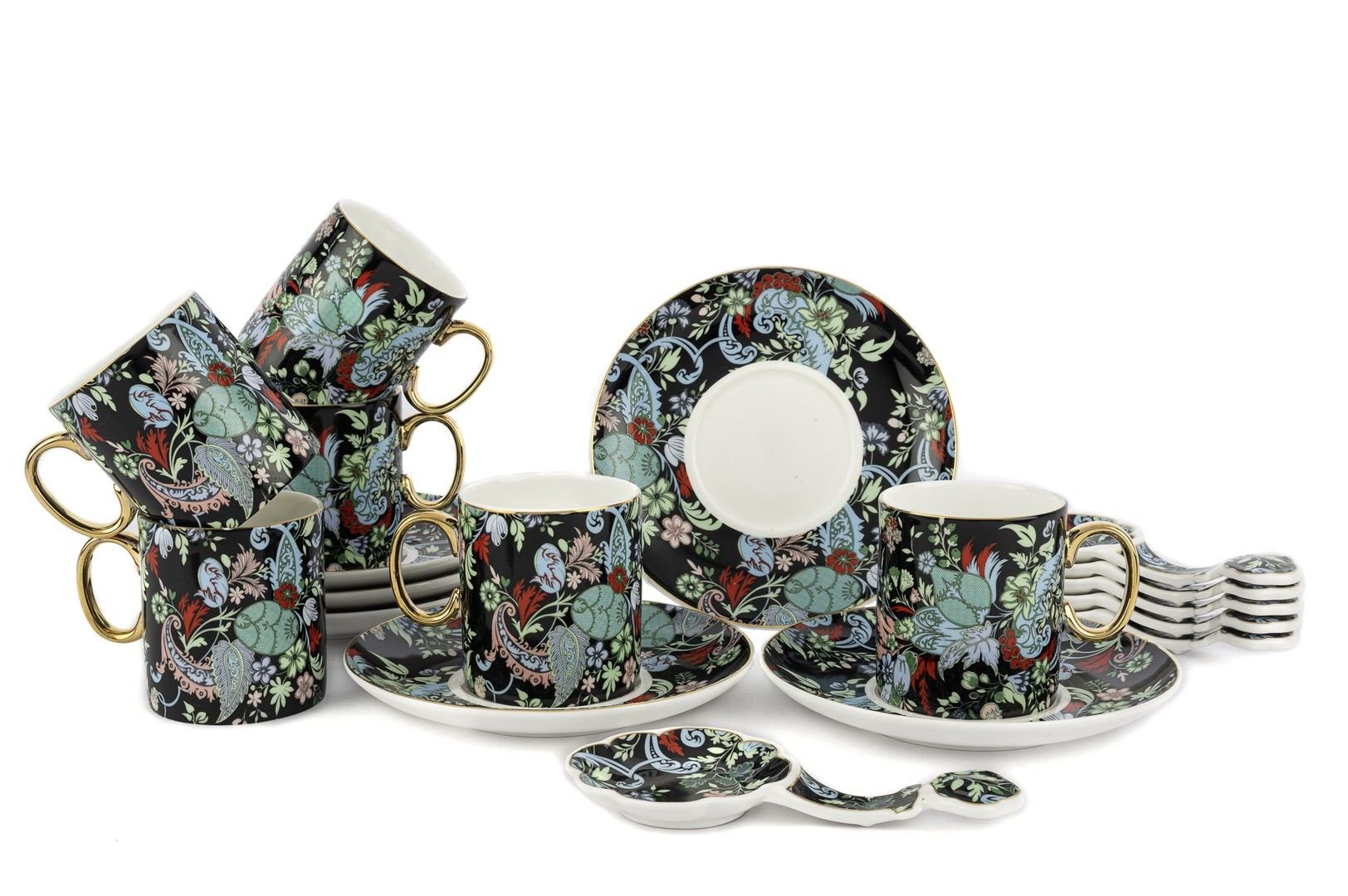 Garden Siyah 6lı Kahve Fincanı Seti 18 Parça 100cc