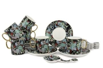 Garden Siyah 6lı Kahve Fincanı Seti 18 Parça 100cc