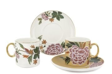 Lienna 2li Pasta Tabaklı Çay Fincan Seti 6 Parça 180cc