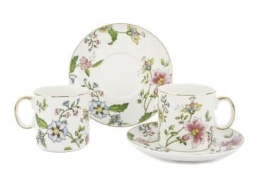 Florid 2li Pasta Tabaklı Çay Fincan Seti 6 Parça 180cc