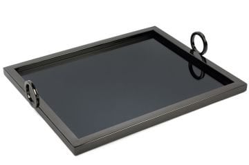 Siyah Metal Dikdörtgen Aynalı Tepsi 45x36x8cm