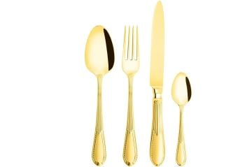 BUGATTİ Elisa Parlak Altın 24 Parça Çatal Kaşık Bıçak Seti