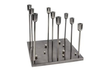 Siyah Gümüş 9lu Mumluk 35x33cm