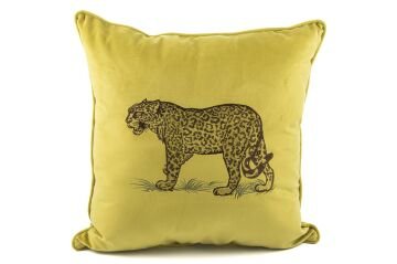 Leopar nakışlı lemoni 55x55 yastık