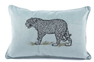 Leopar nakışlı açık mavi 40x60 yastık