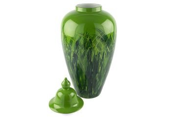 Yeşil Yaprak Desenli Porselen Küp 50cm