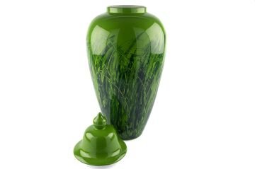 Yeşil Yaprak Desenli Porselen Küp 65cm
