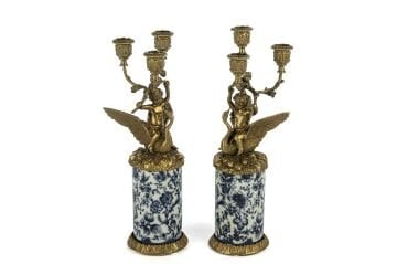 Çiçek Desenli Melek 2li Şamdan 14x35cm