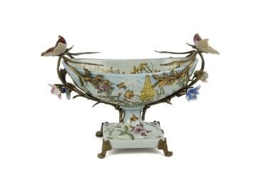 Kuşlu Dekoratif Ayaklı Gondol Kase 40x27cm