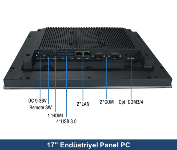ALAD-K1720T Intel Celeron 3855U 4GB 120GB SSD Freedos 17'' All In One Endüstriyel Panel PC