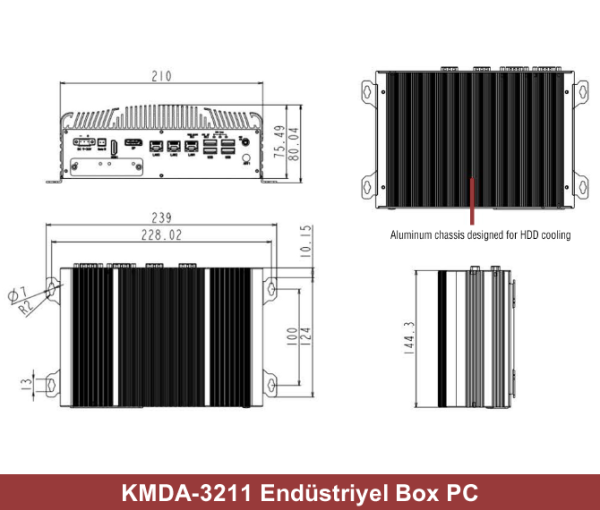 KMDA-3211 Intel Core i5-6500U 8GB 120GB SSD Freedos Endüstriyel Mini PC