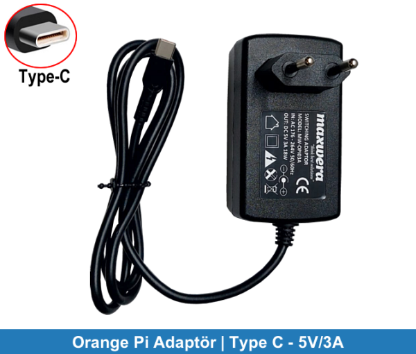 Orange Pi Adaptör 5V-3A | Type-C