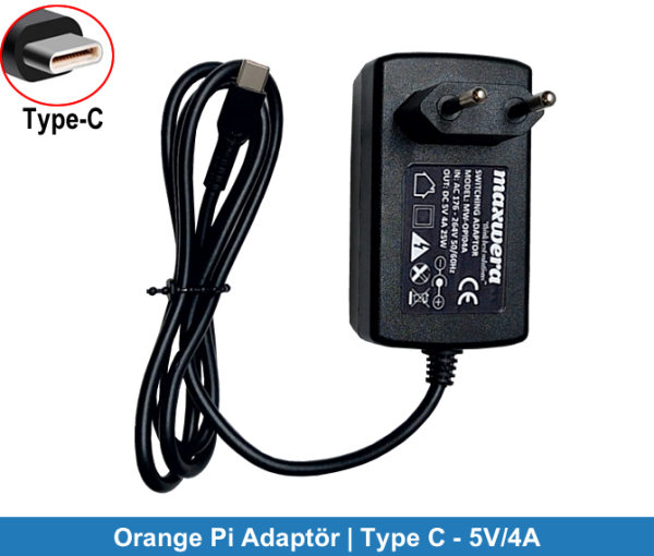 Orange Pi Adaptör 5V-4A | Type-C
