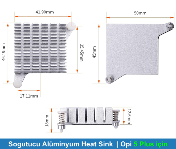 Orange Pi Soğutucu Alüminyum Heat Sink | Opi 5 Plus için